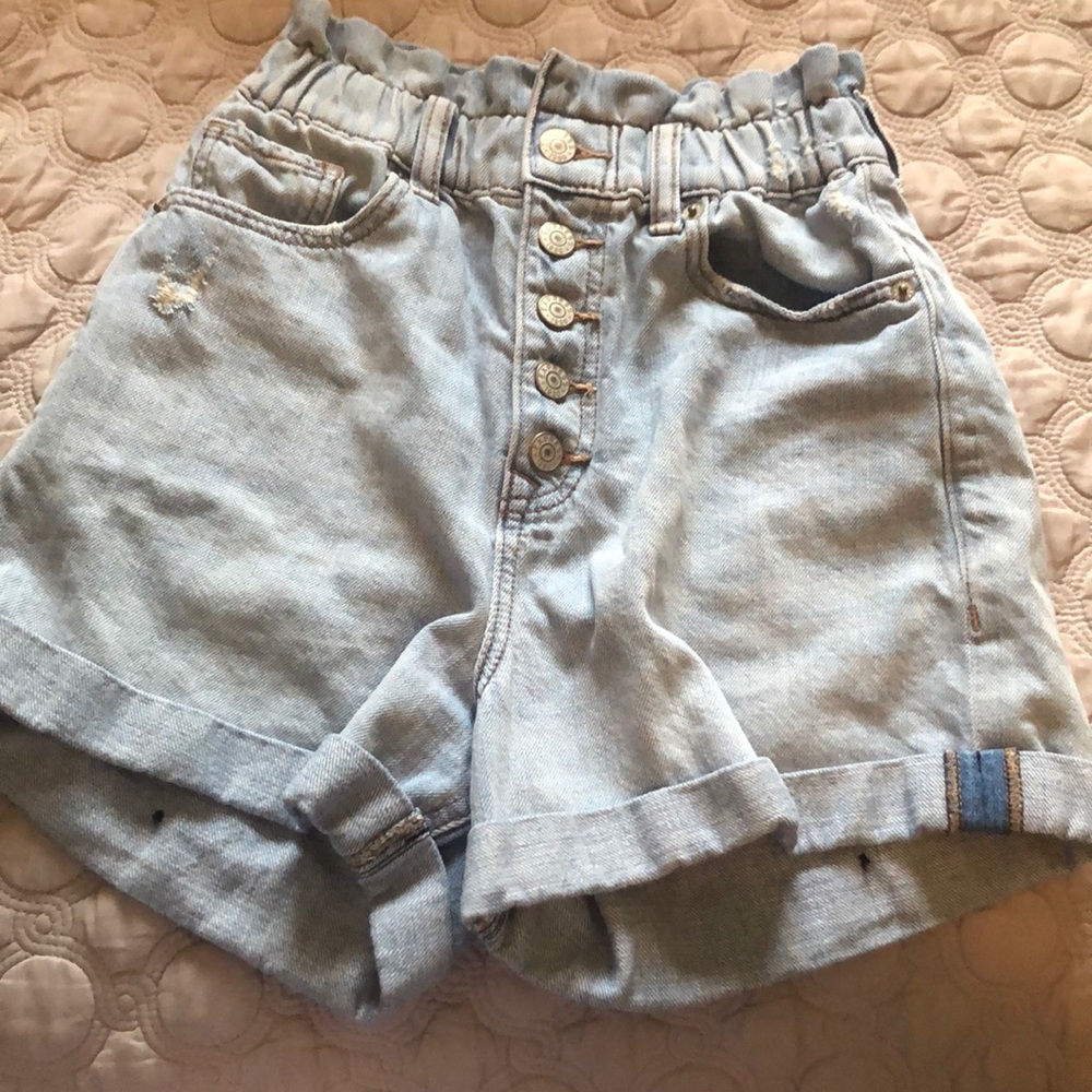 Express High Waisted Paper Bag Shorts